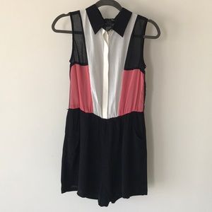 Ellison chiffon colorblock panel romper